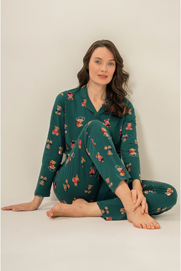 Women'S, Shirt Collar, (Socks Included), Pajama Set