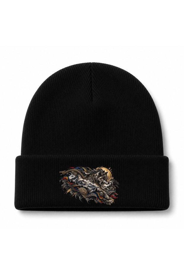 Romania Carpathian Wolf Heritage Graphic Beanie