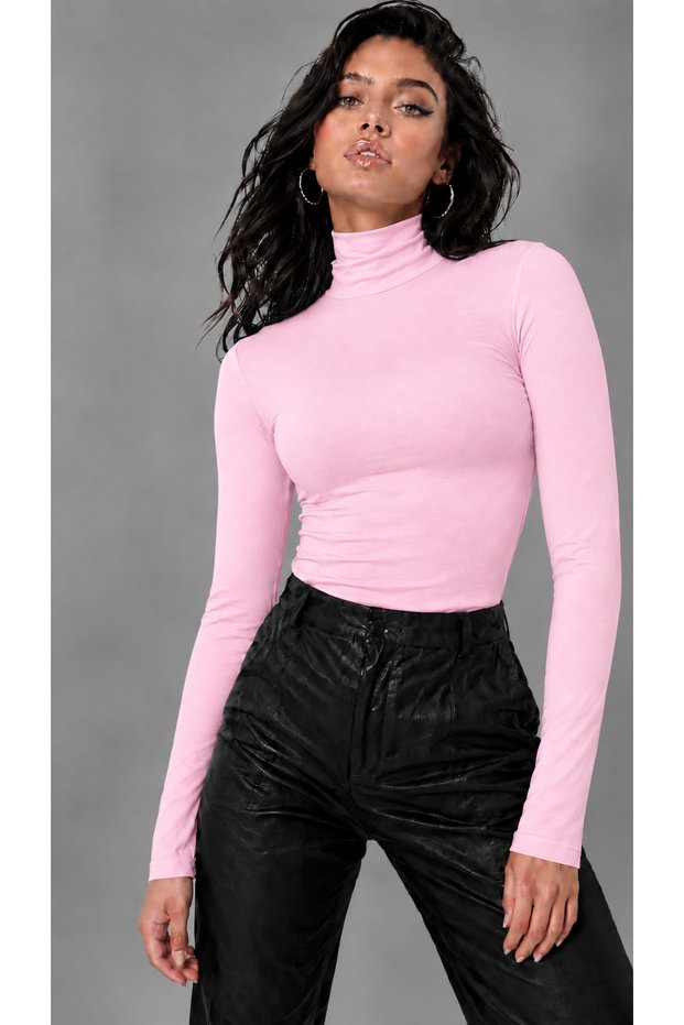 Women's High Collar 100% Cotton Lycra Bodysuit