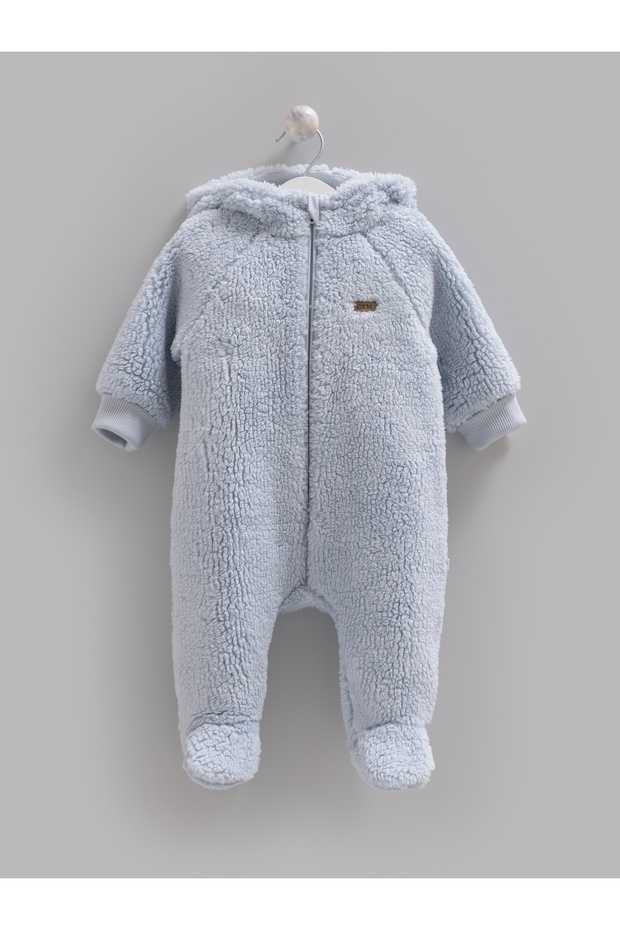 Baby Boy Overalls Welsoft Hooded Plush Winter Overalls (1-3, 3-6 Months with Booties and 6-9, 9-12 Months Without Booties)