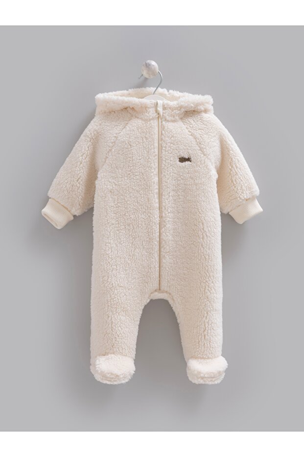 Baby Boy Overalls Welsoft Hooded Plush Winter Overalls (1-3, 3-6 Months with Booties and 6-9, 9-12 Months Without Booties)