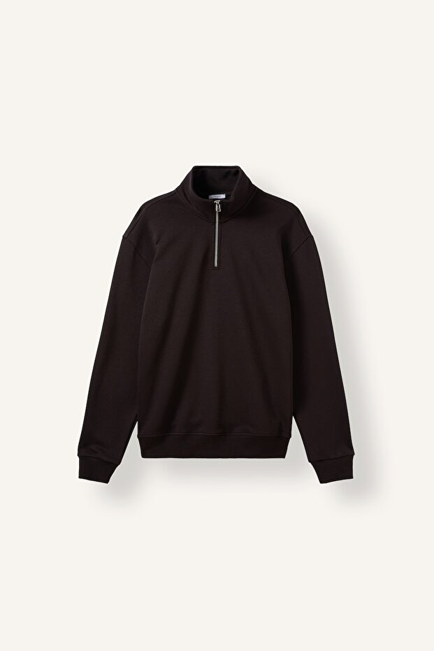 Regular Fit High Collar Half-Zip Basic Sweatshirt X7405Az26Au