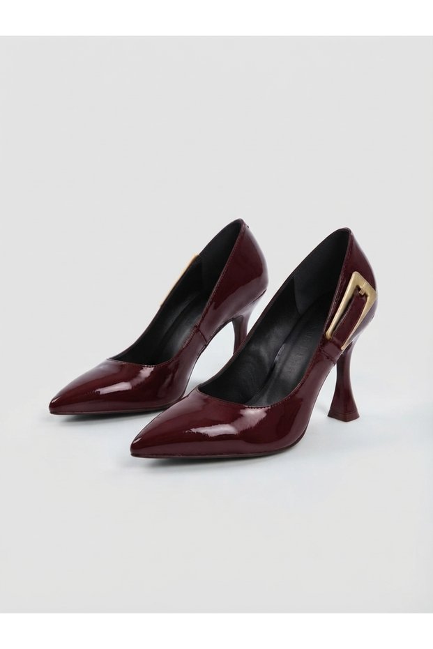 Burgundy Yanda Metal Arched Stiletto Nk3222