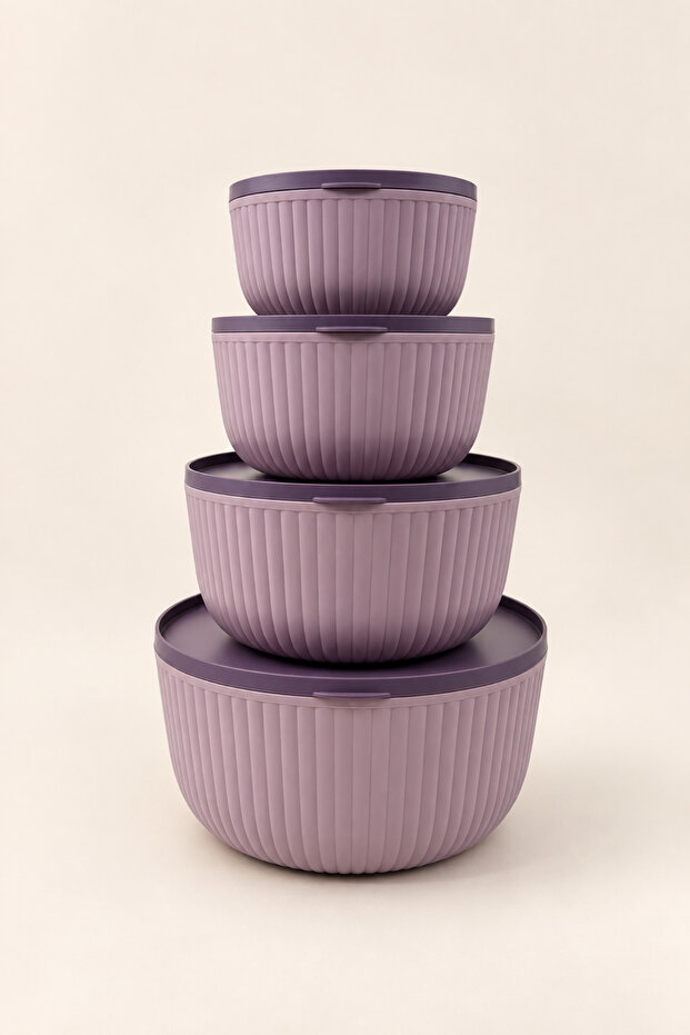Set of 4 Bowls with Lids, Nesting Bowls of Different Sizes for Kitchen Storage