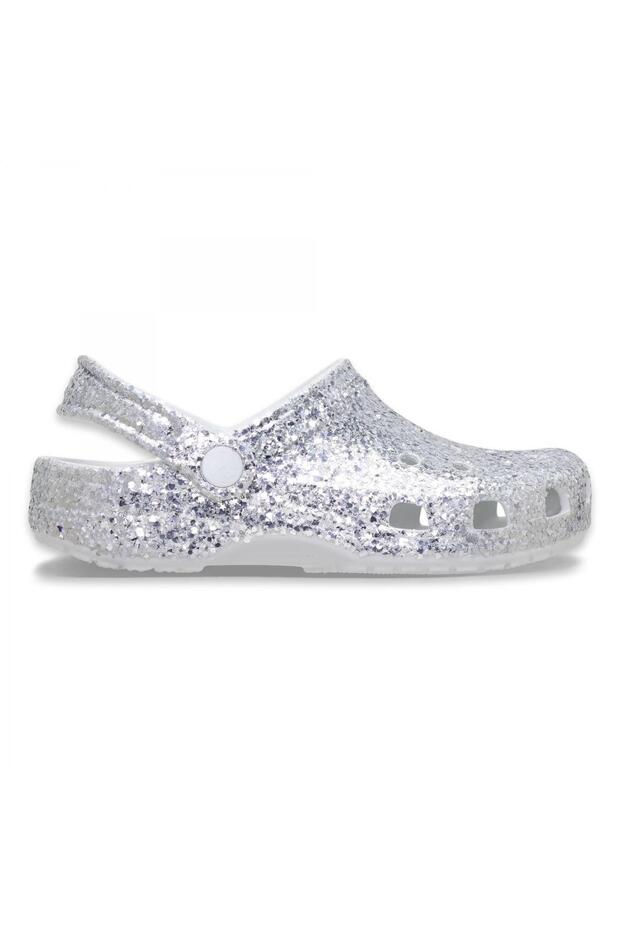 213915 Classic Dazzle Glitter Clog K Silver Children's Slippers
