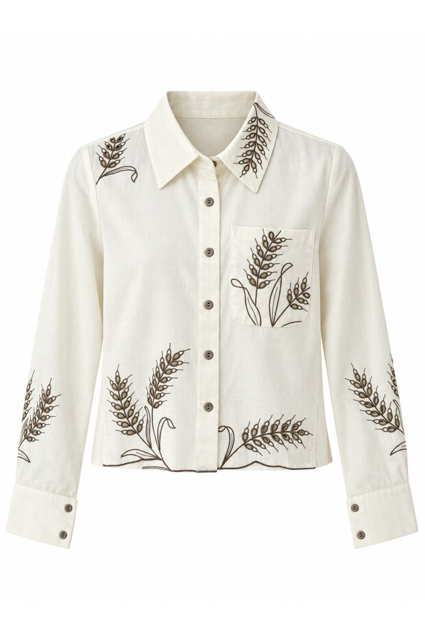 Harriet Başak Embroidered Shirt Women's Cream