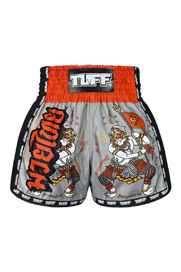 Muay Thai Shorts Boxing Trunks Retro Style (Tuf-Msc103-Gry)