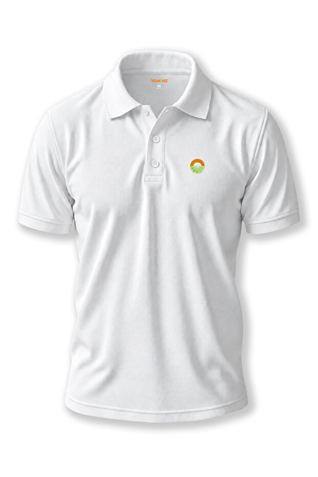 Remonz White Minimalist Logo Polo Collar Short Sleeve T-Shirt