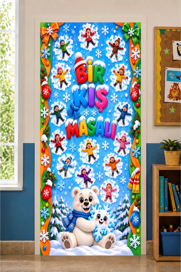 Elastic Door Decoration, Fabric Door Dressing, a Winter Tale Theme, Classroom Door, School Event Door Decoration