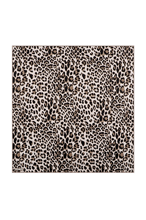Brown Leopard Pattern Silk Handkerchief