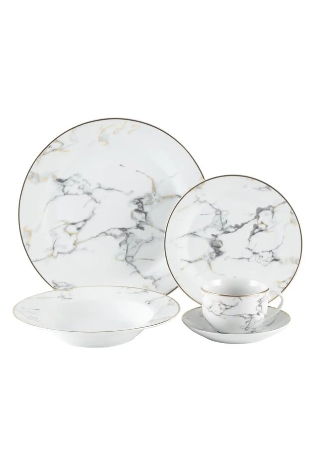Tia Porcelain Dinner Set with Gold Rim (20 Pc)