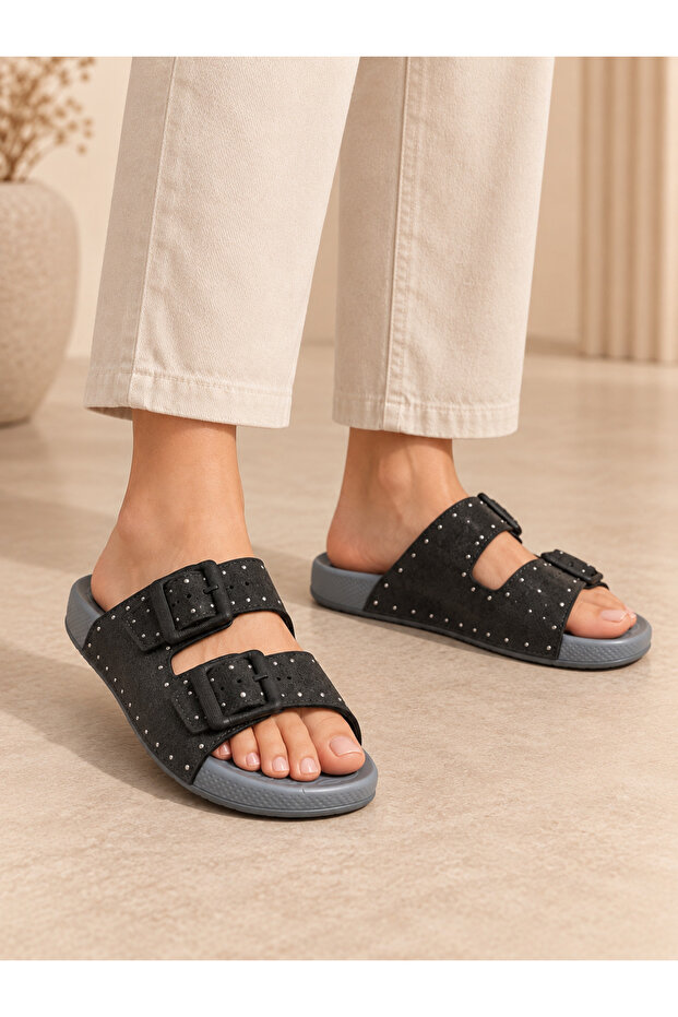 Women's Double Buckle Comfortable Sole Comfortable Slippers