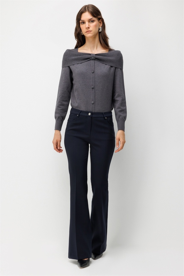 Women's High Waist Spanish Flare Pants Navy Blue