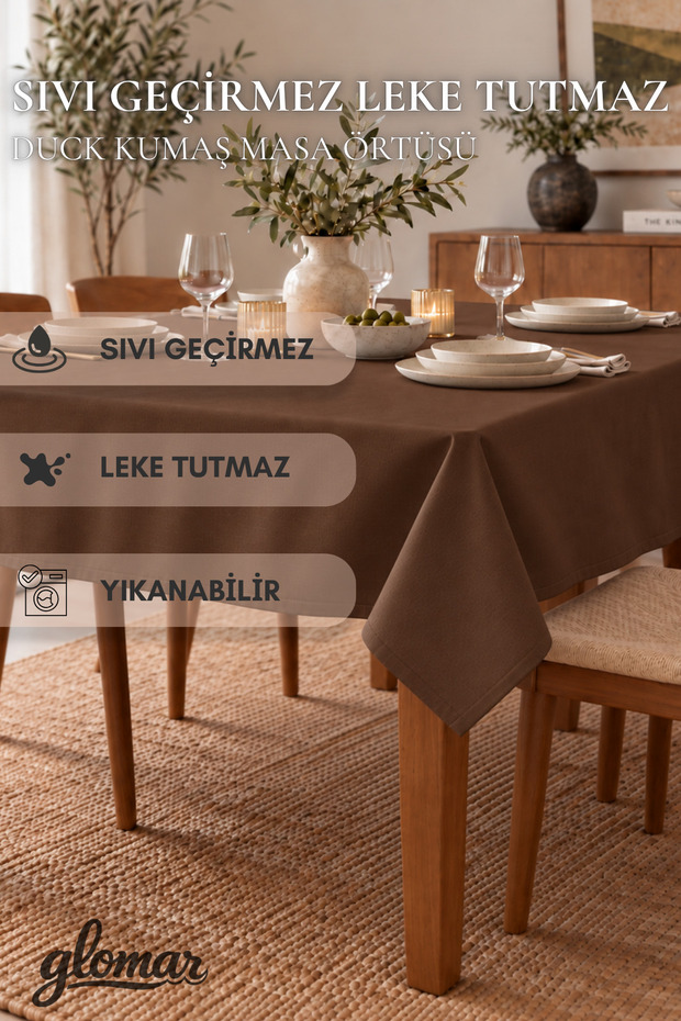 Brown Soft Duck Tablecloth Water and Stain Repellent Modern Decorative Table Cover Table Cloth