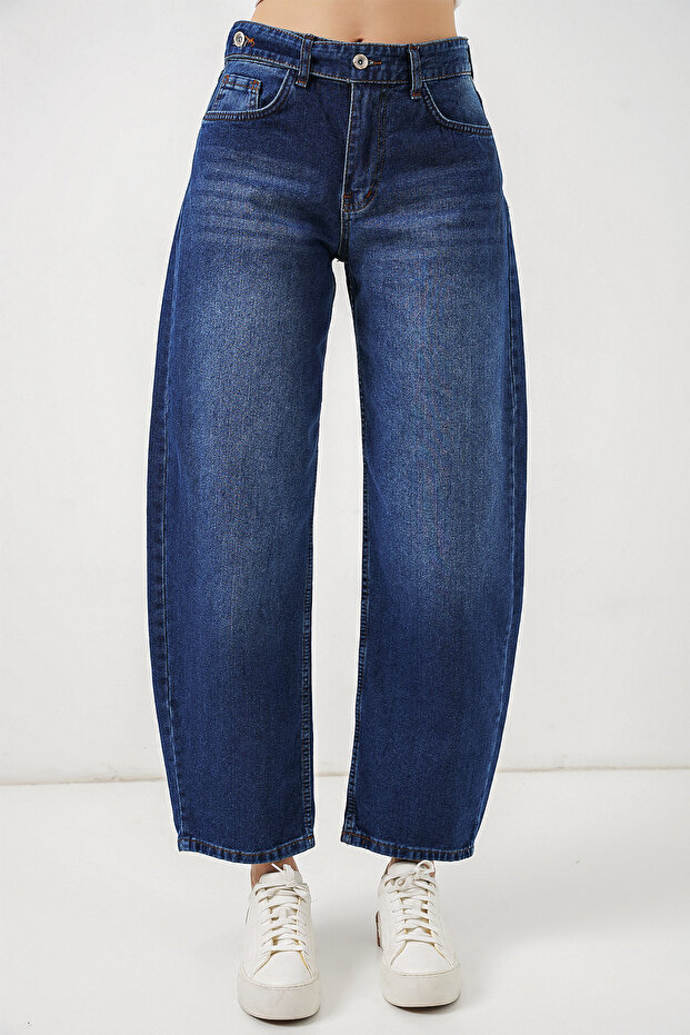 Women's High-Waist Jeans 30081 - Navy Blue