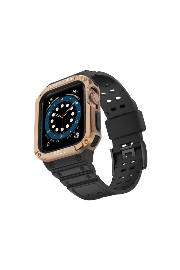 Apple Watch 42mm Kr401 Silicone Band - Black-Rose