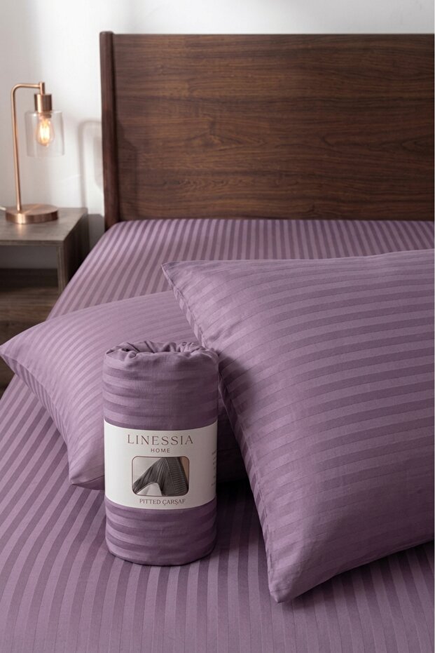 Cotton Striped Satin Elastic Sheet Set