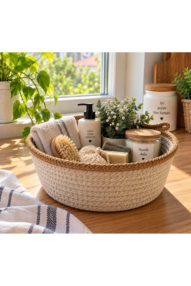 20X10 cm Wicker-Look Decorative Basket – Multi-Purpose Woven Storage and Organizing Basket
