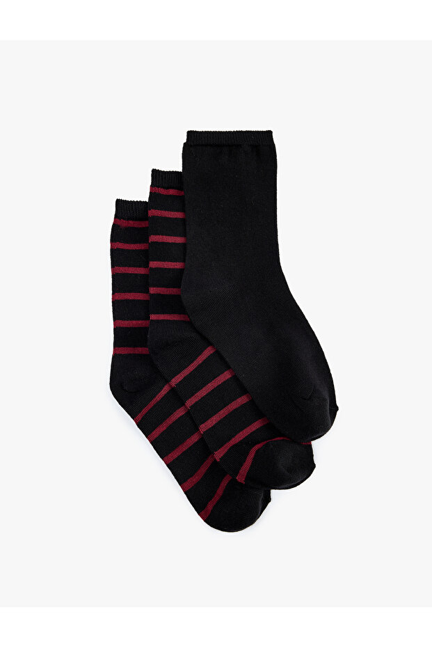Cotton Striped 3-Piece Sock Set