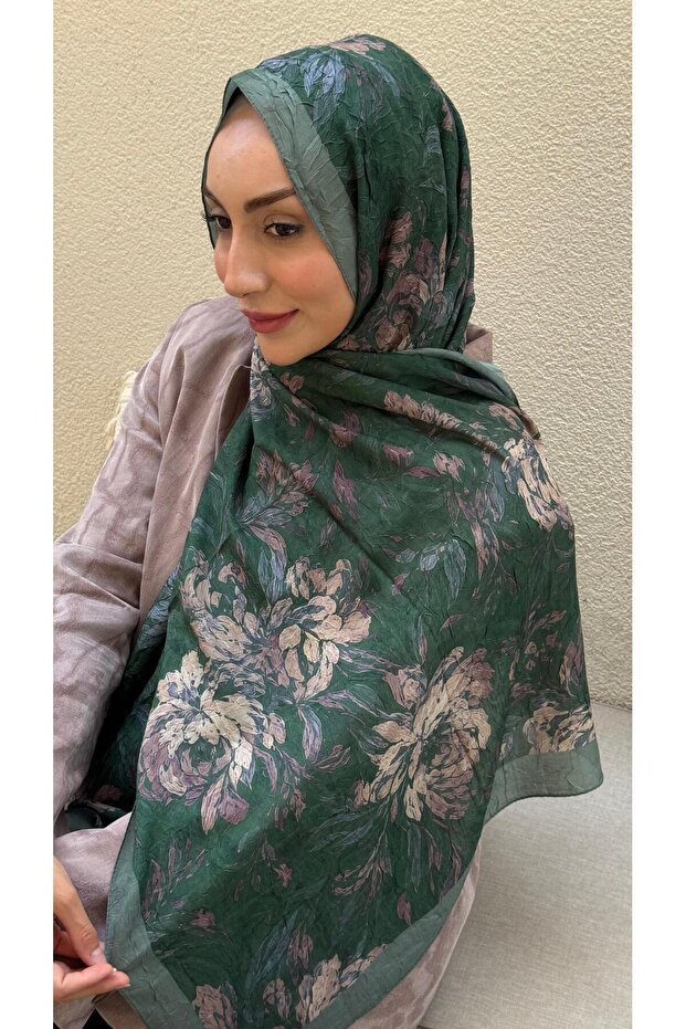 Green Mahru Pattern Bamboo Knitted Shawl
