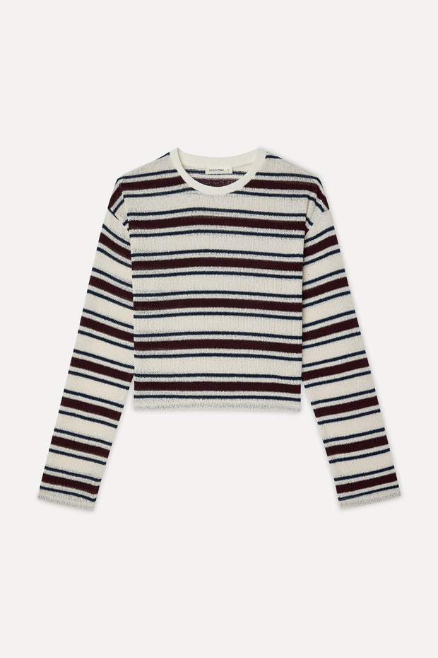 Women's Burgundy Striped Sweater