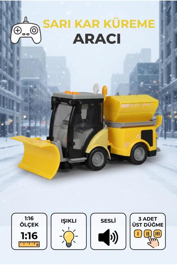 Bucher Snow Plow 1:16 Scale 3-Button Fun Toy Cleaning Vehicle with Lights and Sound