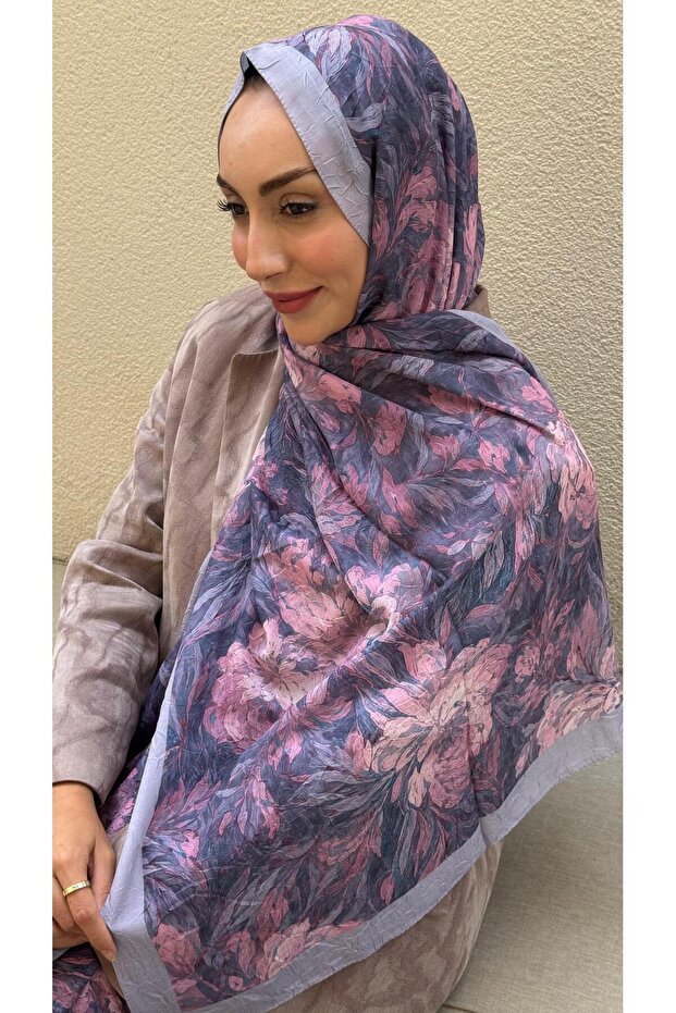 Lila Mahru Pattern Bamboo Kraş Shawl