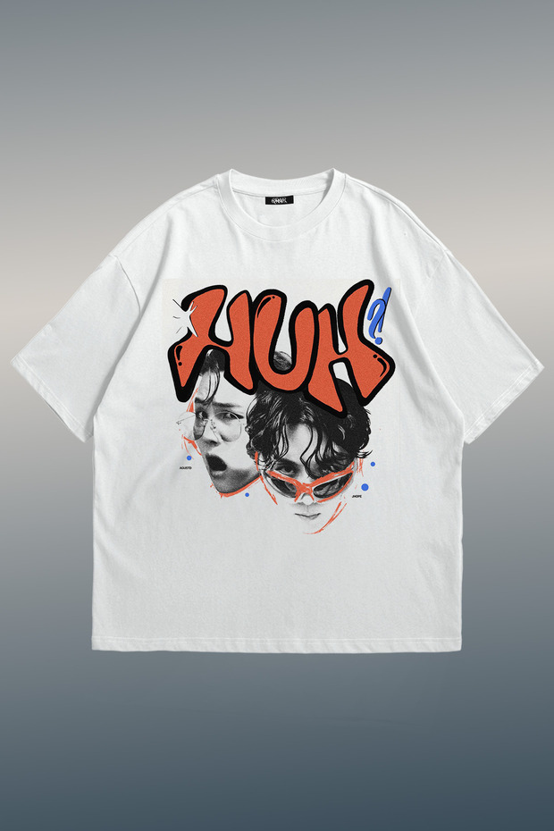 Huh? Printed Unisex Oversize T-Shirt