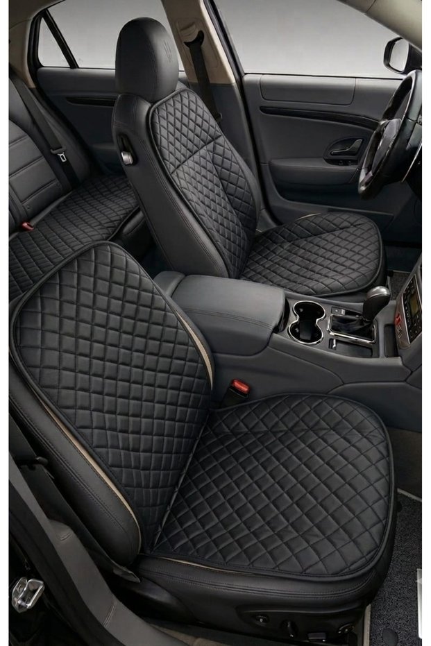 Car Seat Protector Faux Leather Cushion Set Black (2 Front Seats & 1 Back Seat) Waterproof