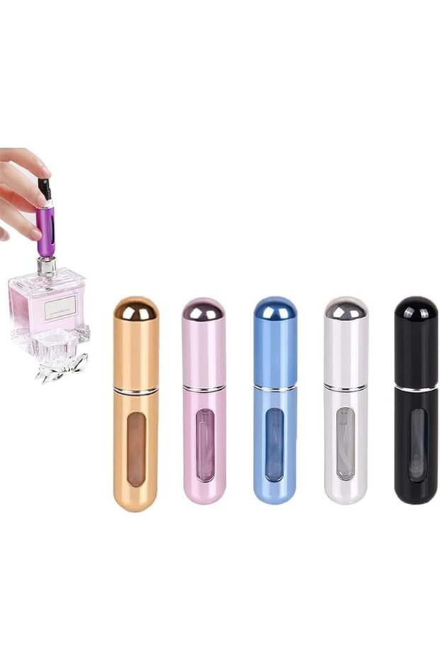 زجاجة عطر محمولة صغيرة قابلة لإعادة التعبئة، 5 قطع من بخاخات العطر، سعة 5 مل قابلة لإعادة التعبئة.