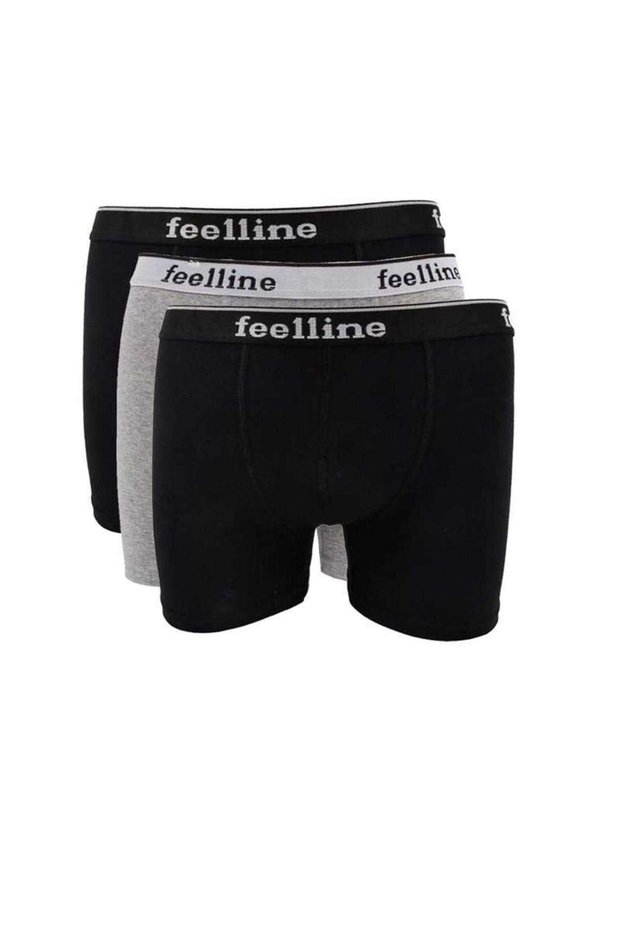 3 Pieces Black and Grey Cotton Natural Lycra Men's Boxer Briefs—Size: m