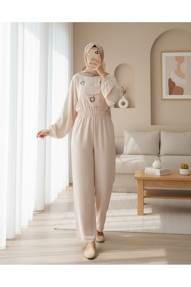 7023 strap gardener overalls - beige