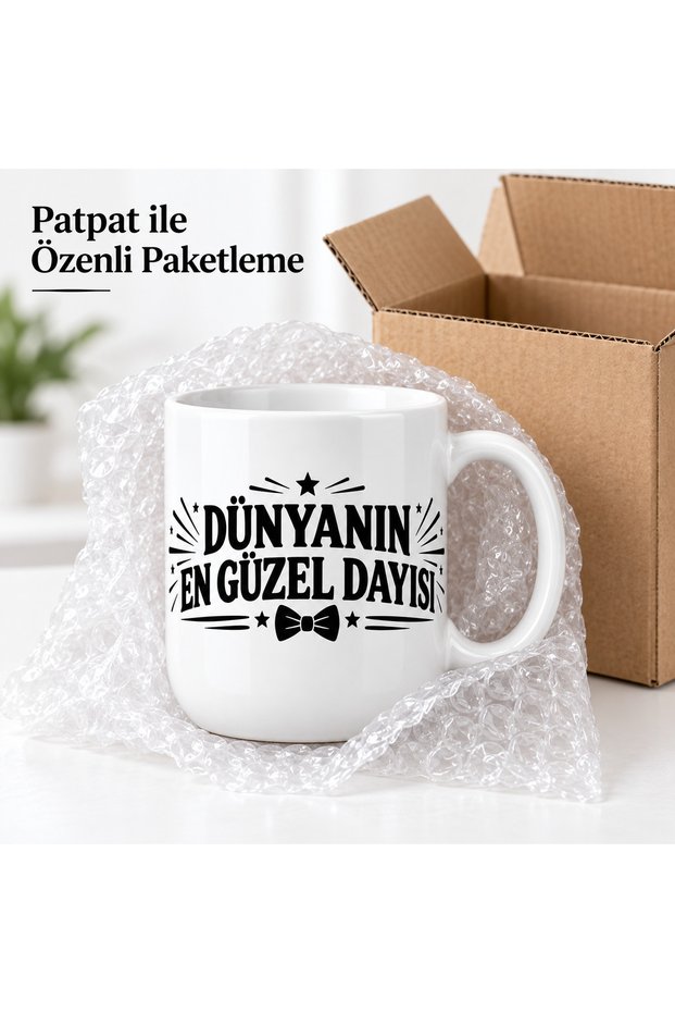 Gift for Uncle Porcelain Mug 300 ml – the World's Most Beautiful Uncle Written on It Bow Tie Patterned Coffee and Tea Cup
