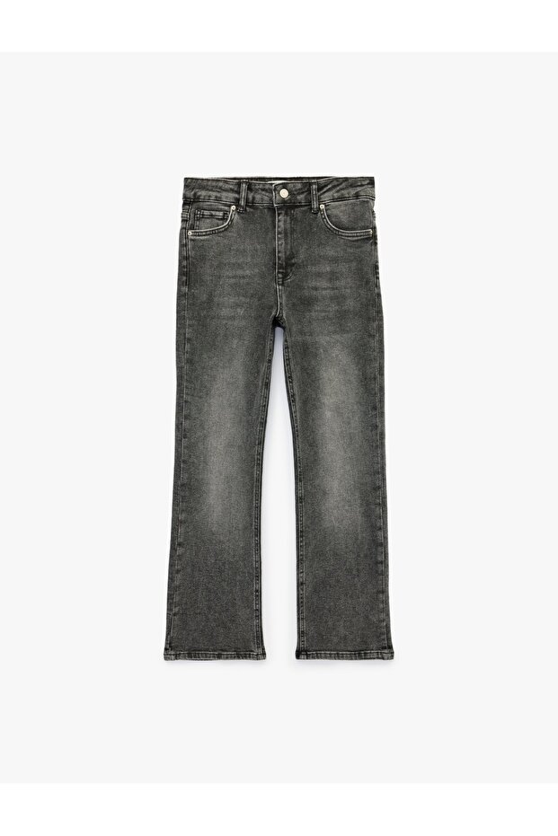 High Waist Slim Fit Cotton Spanish Flare Denim Trousers - Flare Jeans