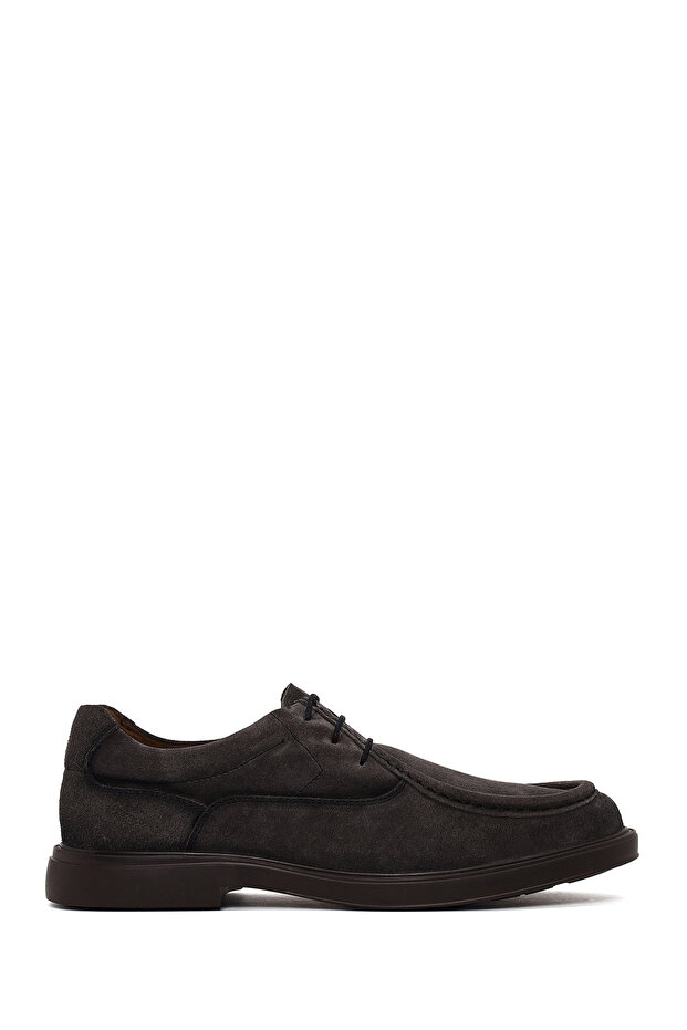Men's Anthracite Lace-Up Suede Leather Casual Shoes Wm750015Ds