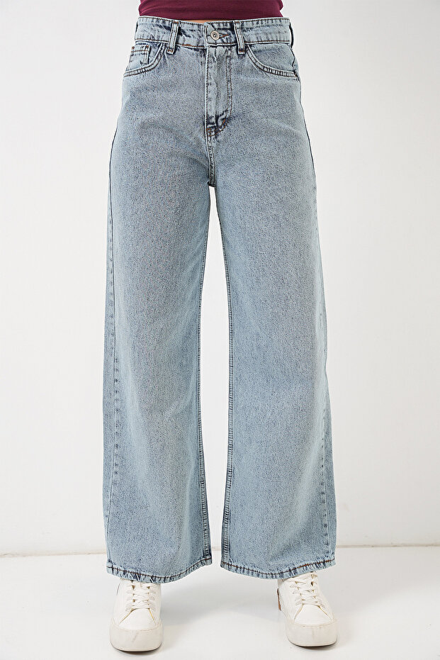 Women's Wide Leg High Waist Palazzo Jeans 6656 - A.Blue