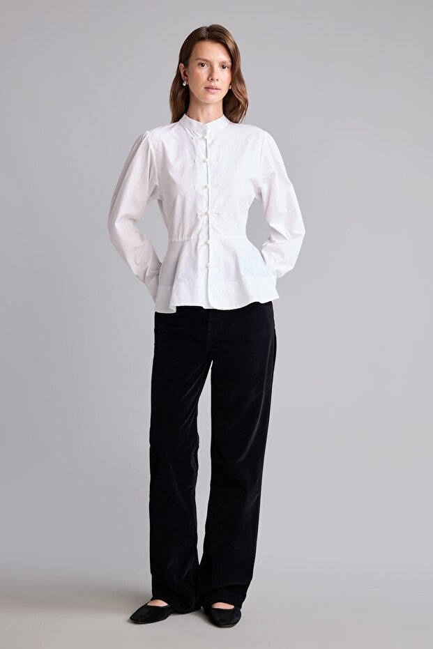 Straight Gabardine High Waist Double Leg Trousers I9665Ax26Au