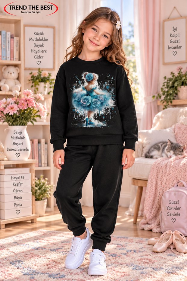 Winter Unisex Black Tracksuit, Black Sweat Top and Bottom Set