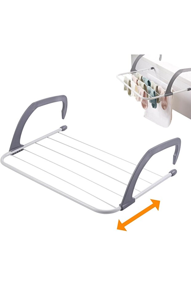Foldable Hanging Clothes Drying Rack,5 Bar Adjustable Laundry Airer for Balcony and Window,19.69 x 13.78 Inch