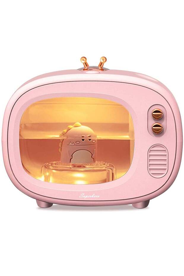 Mini USB Cool Mist Animal Humidifier with LED Nightlight,400ml Portable Desktop Humidifier,Pink