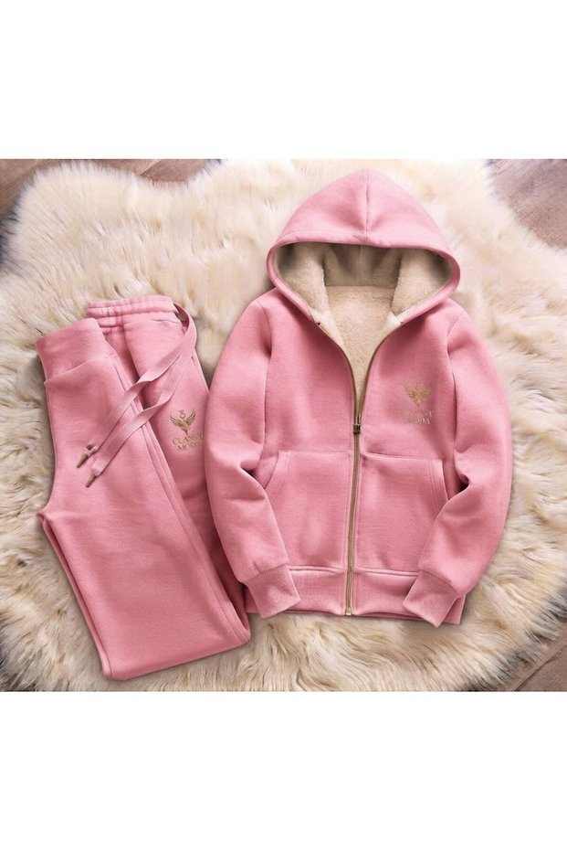 Winter Thick 3-Thread Shaded Fleece Sweatshirt and Sweatpants Set