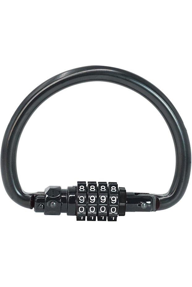 Heavy Duty 4-Digit Combination Lock,D-Shaped Alloy Steel Security Hook for Helmets,Bikes,and Camping Gear,Black