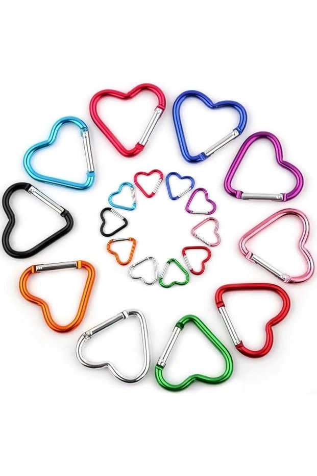 Heart Shaped Aluminum Alloy Hook Clips for Keys and Backpacks,Pack of 20