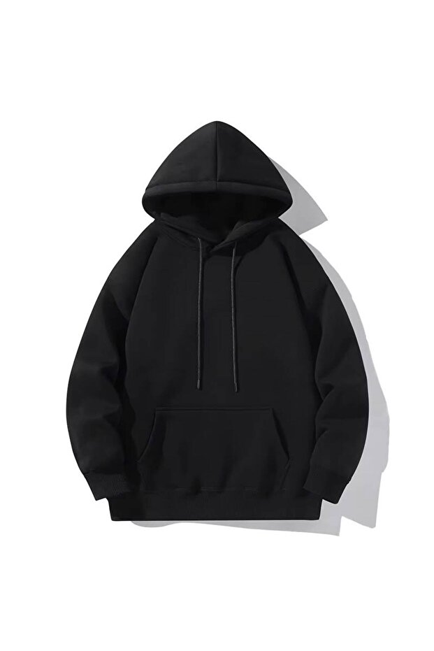 Unisex Oversize 3 Thread Raster Hooded Sweatshirt with Kangaroo Pocket
