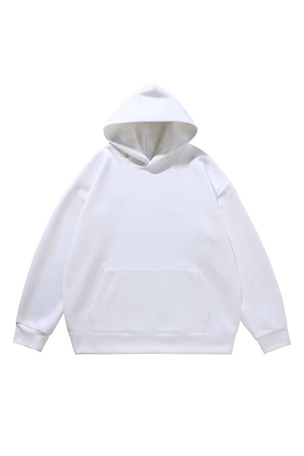 Unisex Oversize 3 Thread Raster Hooded Sweatshirt with Kangaroo Pocket