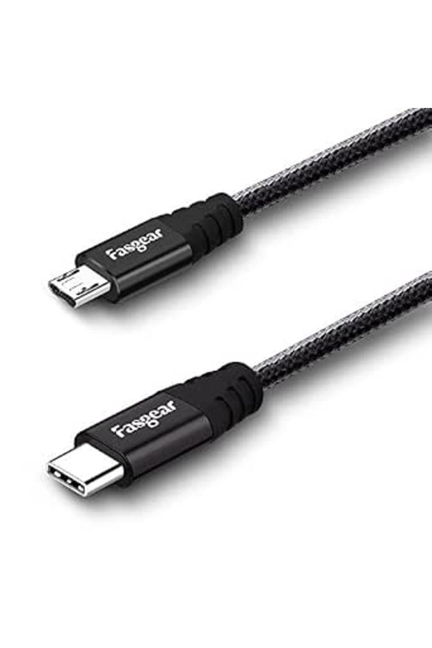 USB C to Micro USB Cable (Black, 1ft/30cm)