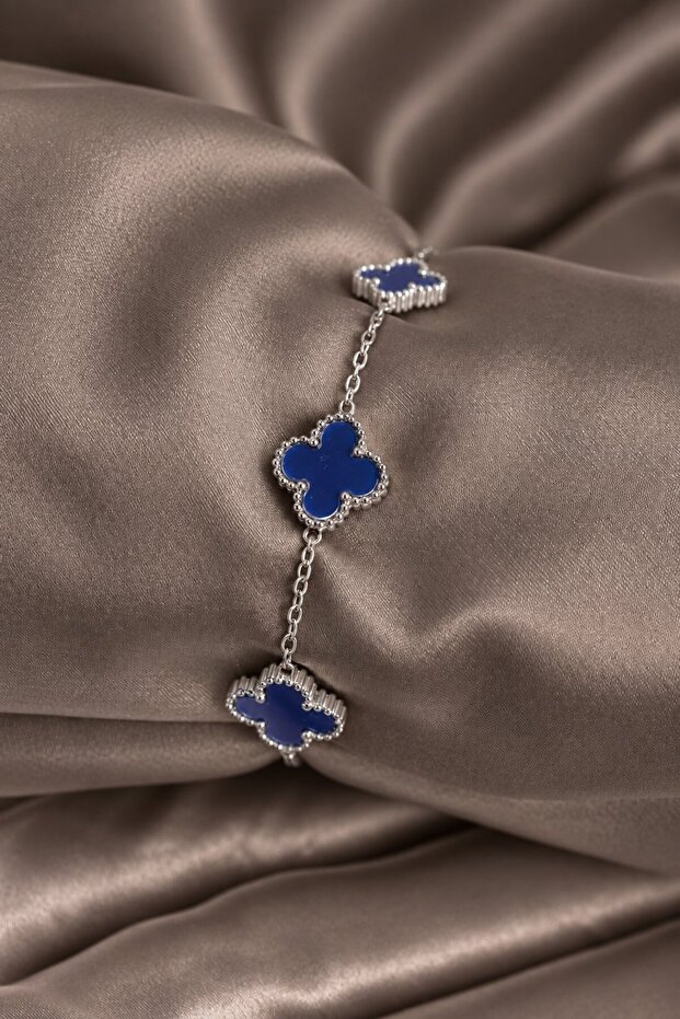 316L Steel Chain Silver Color Navy Clover Women Bracelet
