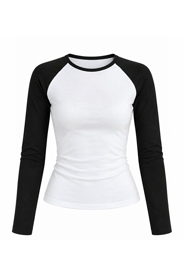 Black Double Color Long Sleeve T-Shirt - 5209