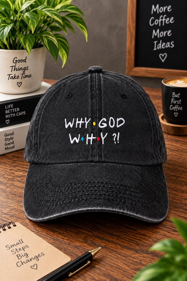 Why God Why? Embroidered Hat Unisex |   Gothic Design Baseball Cap |   Adjustable