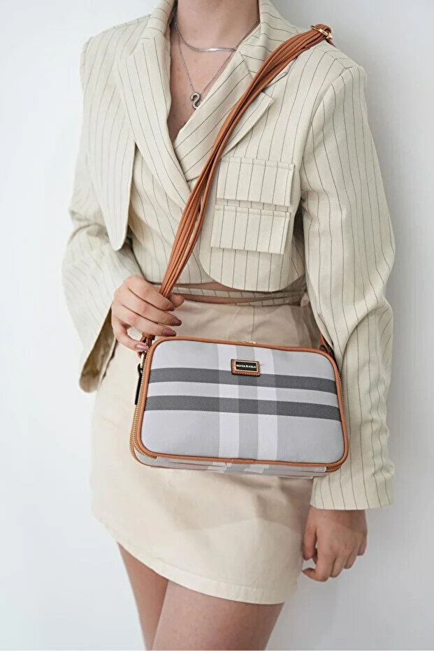 A.Gri - A.Taba Plaid Women's Crossbody Bag Sp899